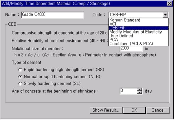 Selecting Code for Defining Material Properties