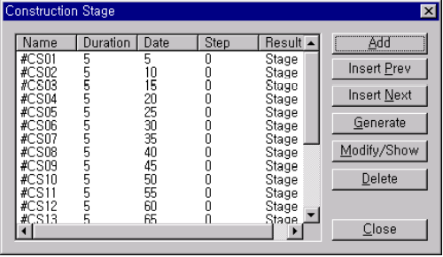 Construction Stages Auto-Generated by Construction Stage Wizard