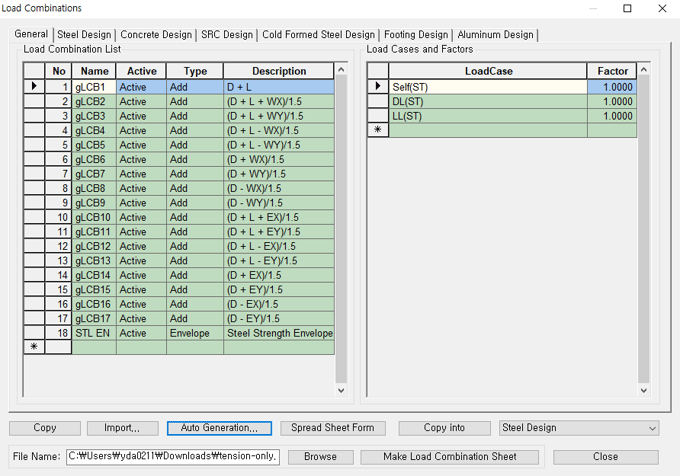 Create Load Combination Condition